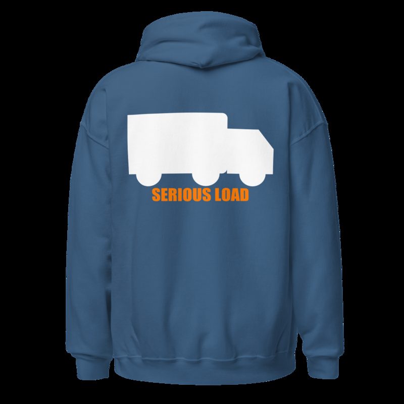 Serious Load Back Print Hoodie Indigo Blue