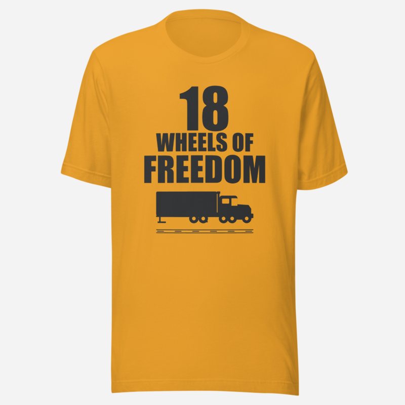 Serious Load 18 Wheels of Freedom Road Tee in Mustard