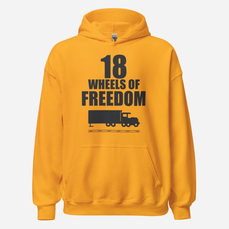 Serious Load 18 Wheels of Freedom Road Hoodie in Gold