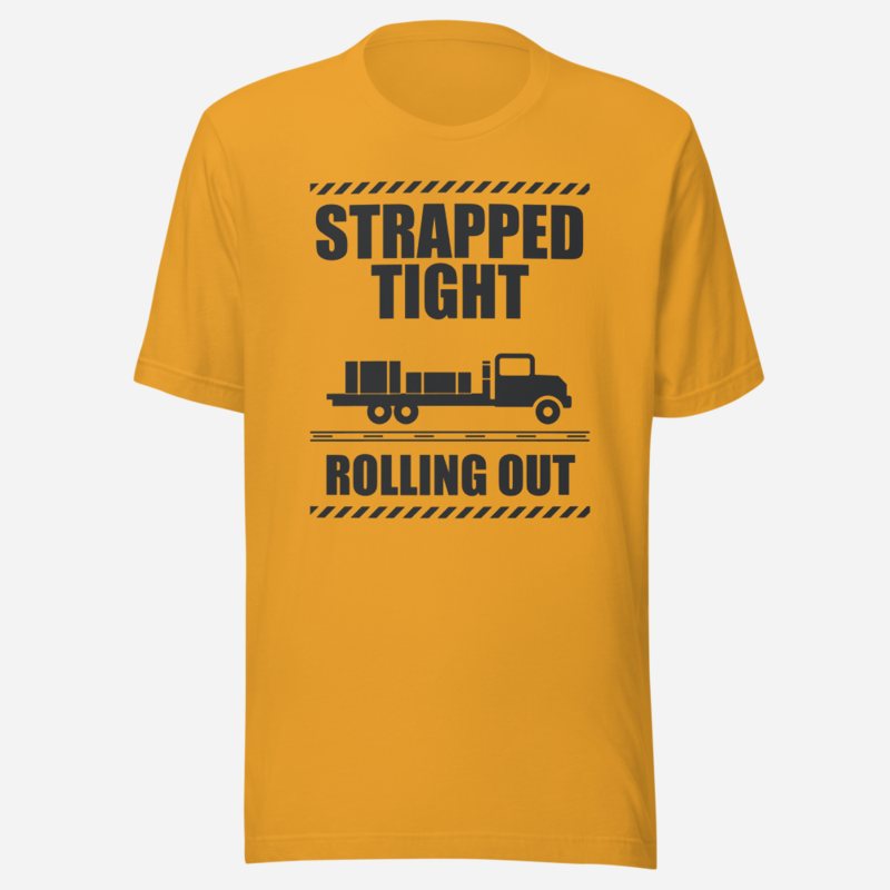 Serious Load Strapped Tight, Rolling Out Van Division Tee in Mustard