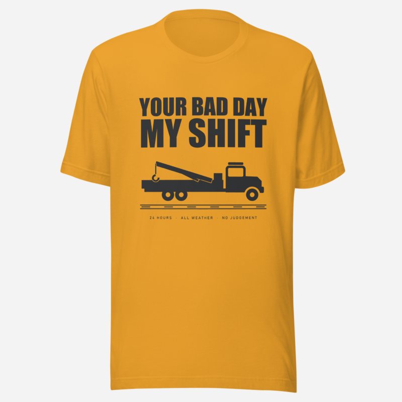 Serious Load Your Bad Day, My Shift Van Division Tee in Mustard