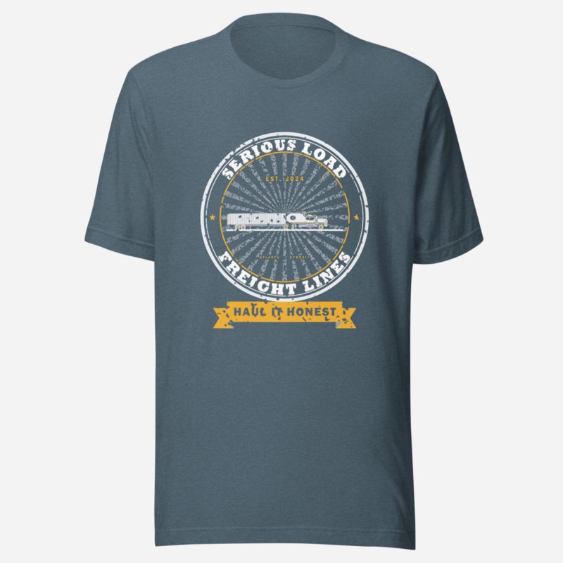 Serious Load Freight Lines Badge Freight Tee Heather Slate