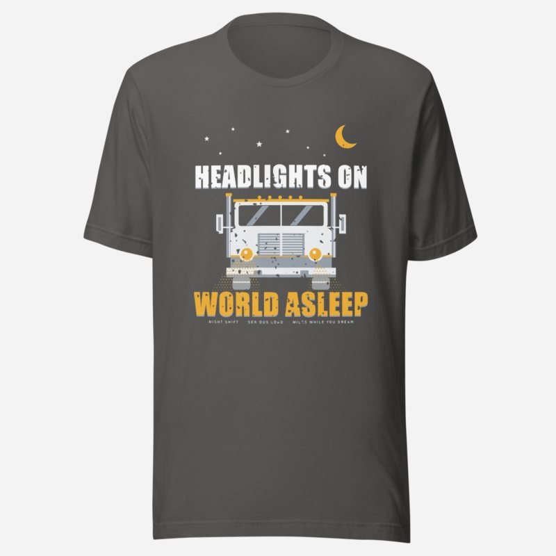 Serious Load Headlights On World Asleep Freight Tee Asphalt