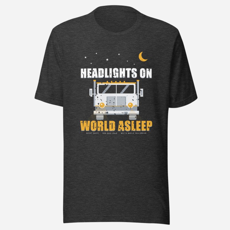 Serious Load Headlights On World Asleep Freight Tee Dark Grey Heather