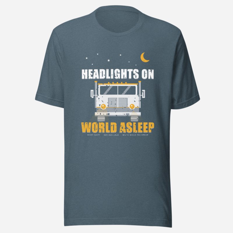 Serious Load Headlights On World Asleep Freight Tee Heather Slate