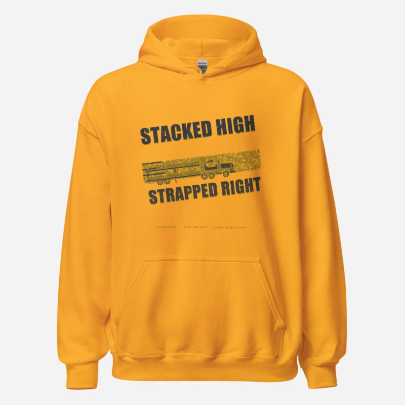 Serious Load Stacked High Strapped Right Freight Hoodie Gold