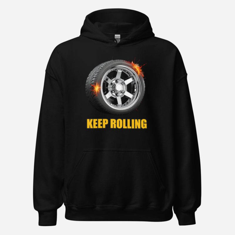Serious Load Keep Rolling Chrome Wheel Hoodie in Black