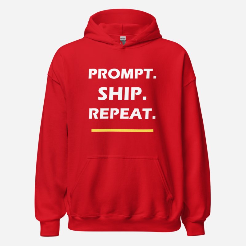 Strawberry Lemonadai Prompt Ship Repeat Hoodie in Red