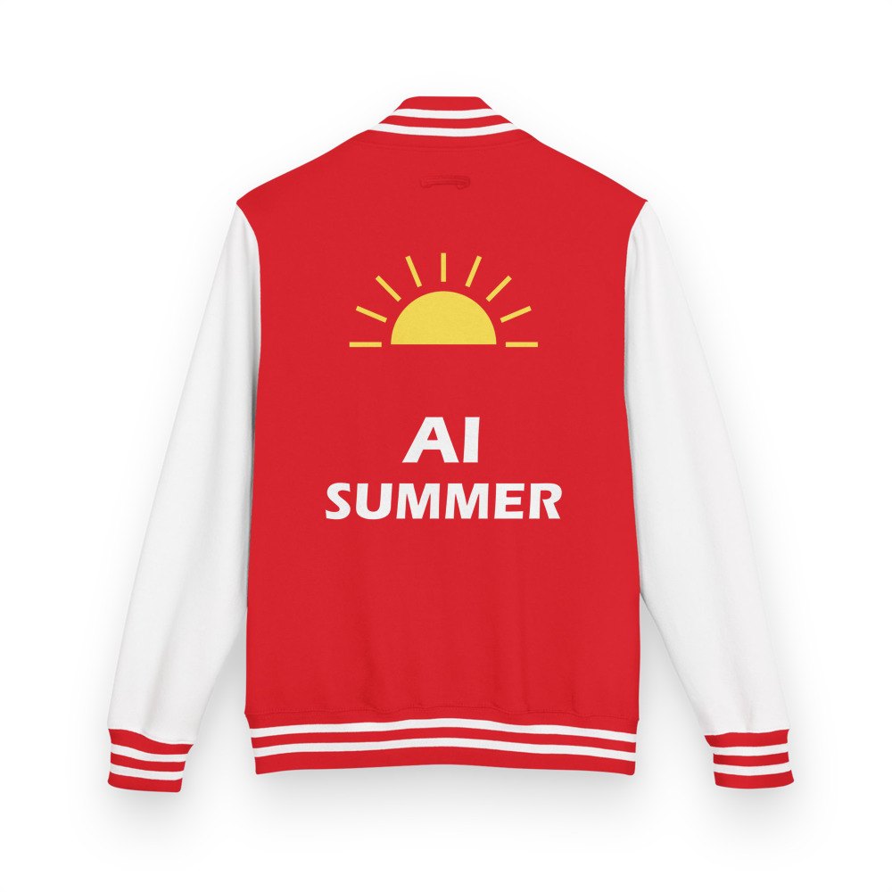 Strawberry Lemonade AI Summer Varsity Jacket in Fire Red/Arctic White