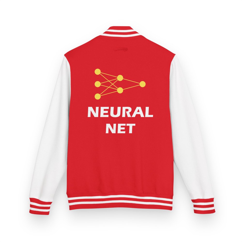 Strawberry Lemonade AI Neural Net Varsity Jacket in Fire Red/Arctic White