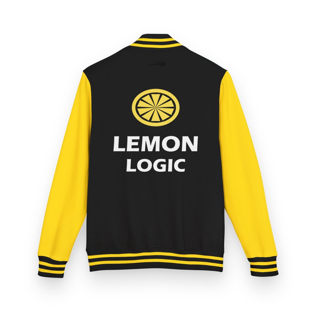 Strawberry Lemonade AI Lemon Logic Varsity Jacket Jet Black/Sun Yellow