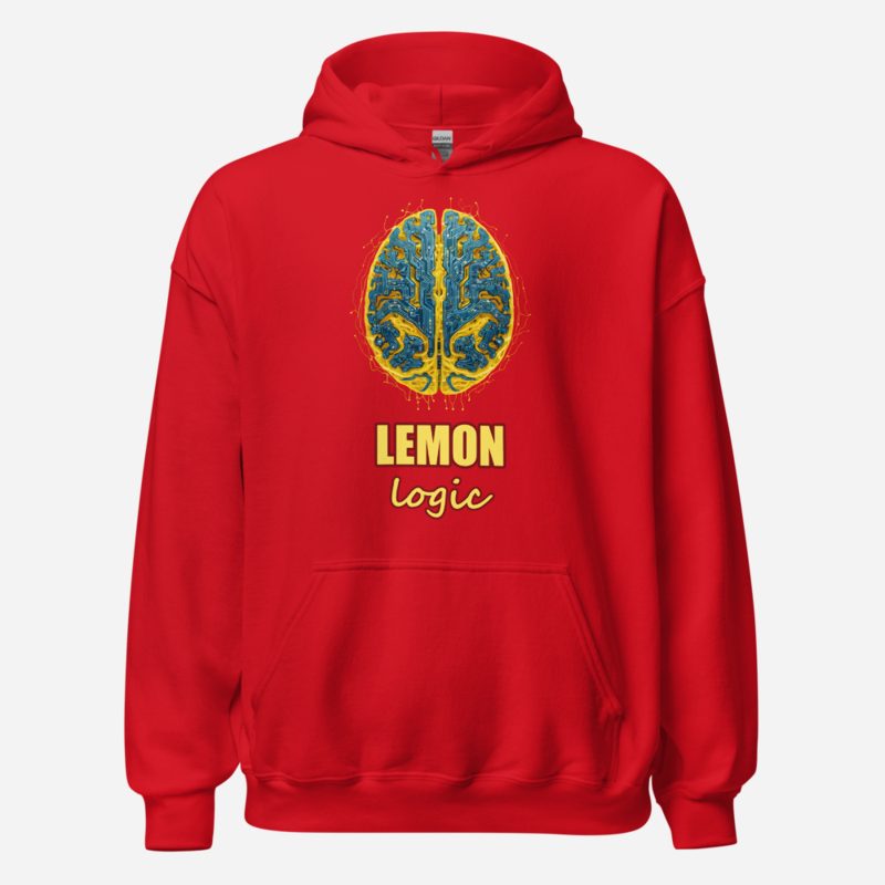 Strawberry Lemonade AI Lemon Logic Brain Hoodie in Red