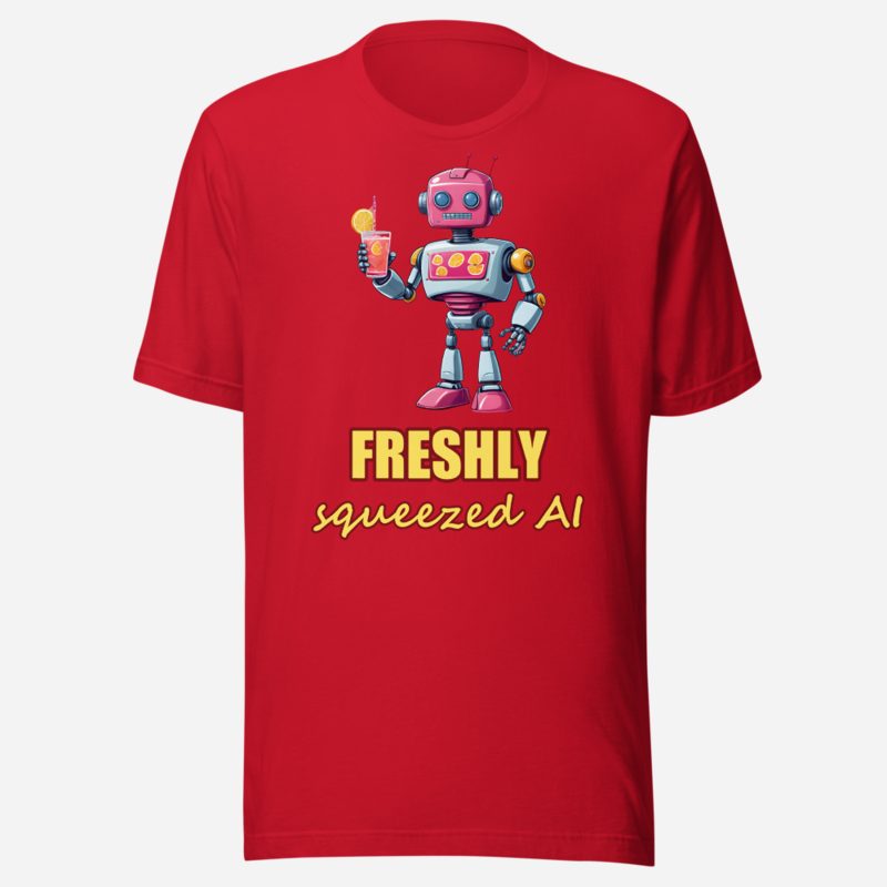 Strawberry Lemonade AI Freshly Squeezed Ai Robot Lemonade Tee in Red