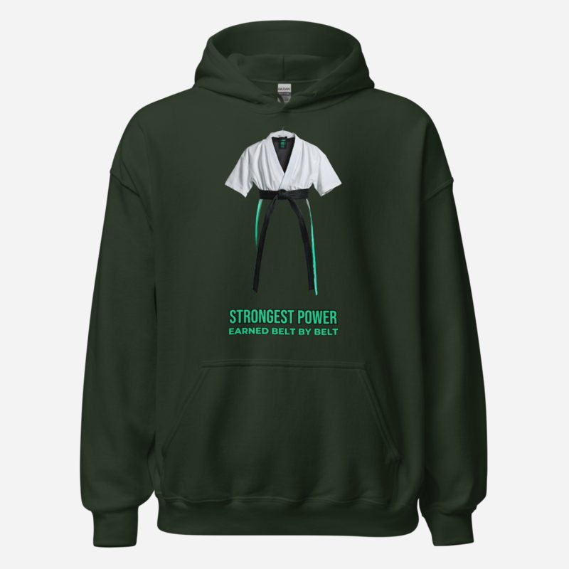 Strongest Power Black Belt Hoodie in Forest Green