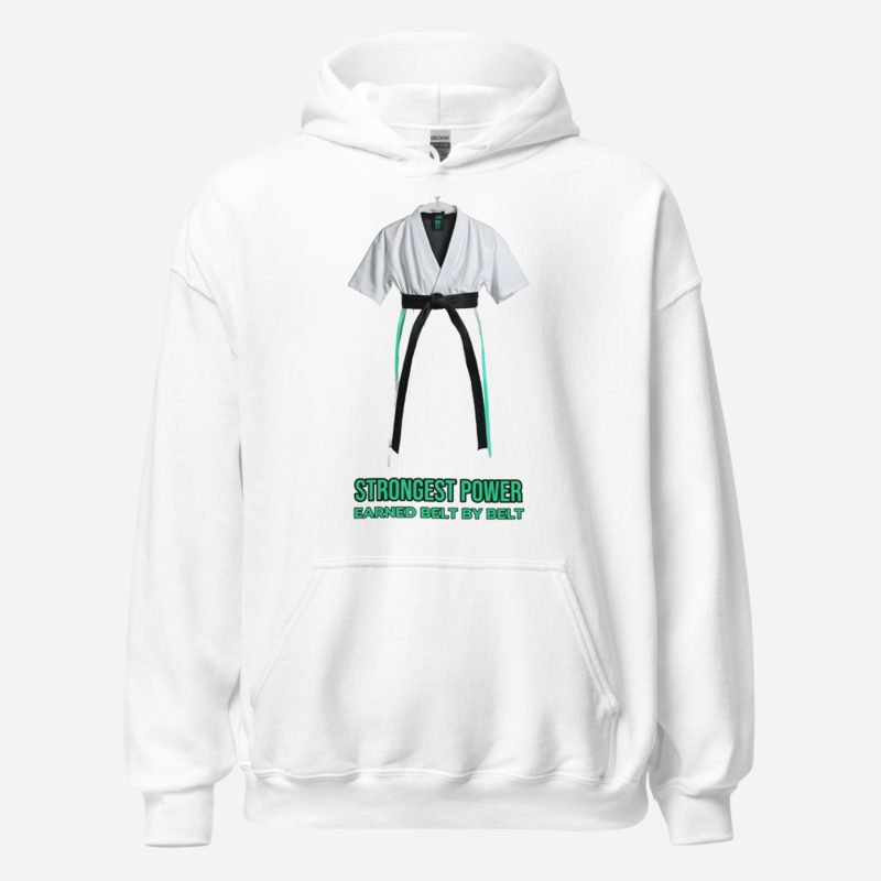 Strongest Power Black Belt Hoodie in White