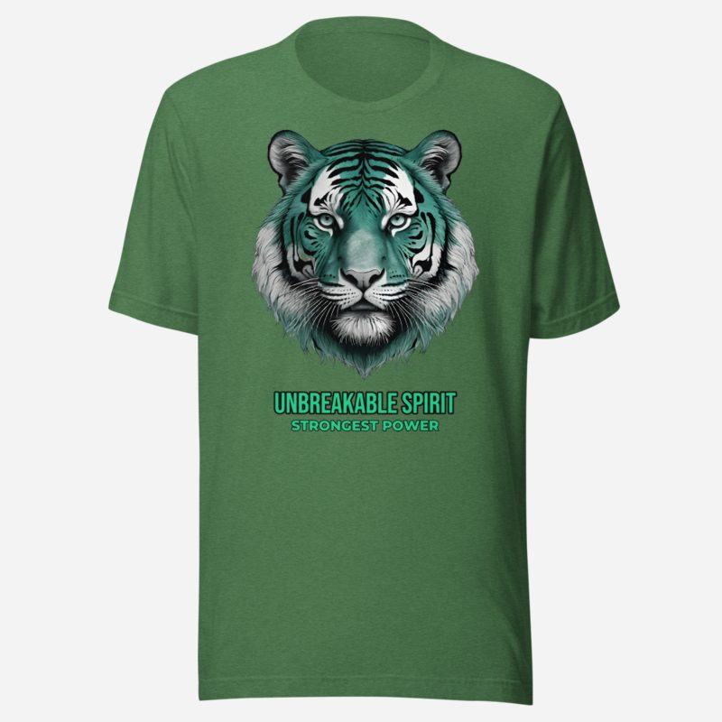 Strongest Power Jade Tiger Tee in Heather Grass Green