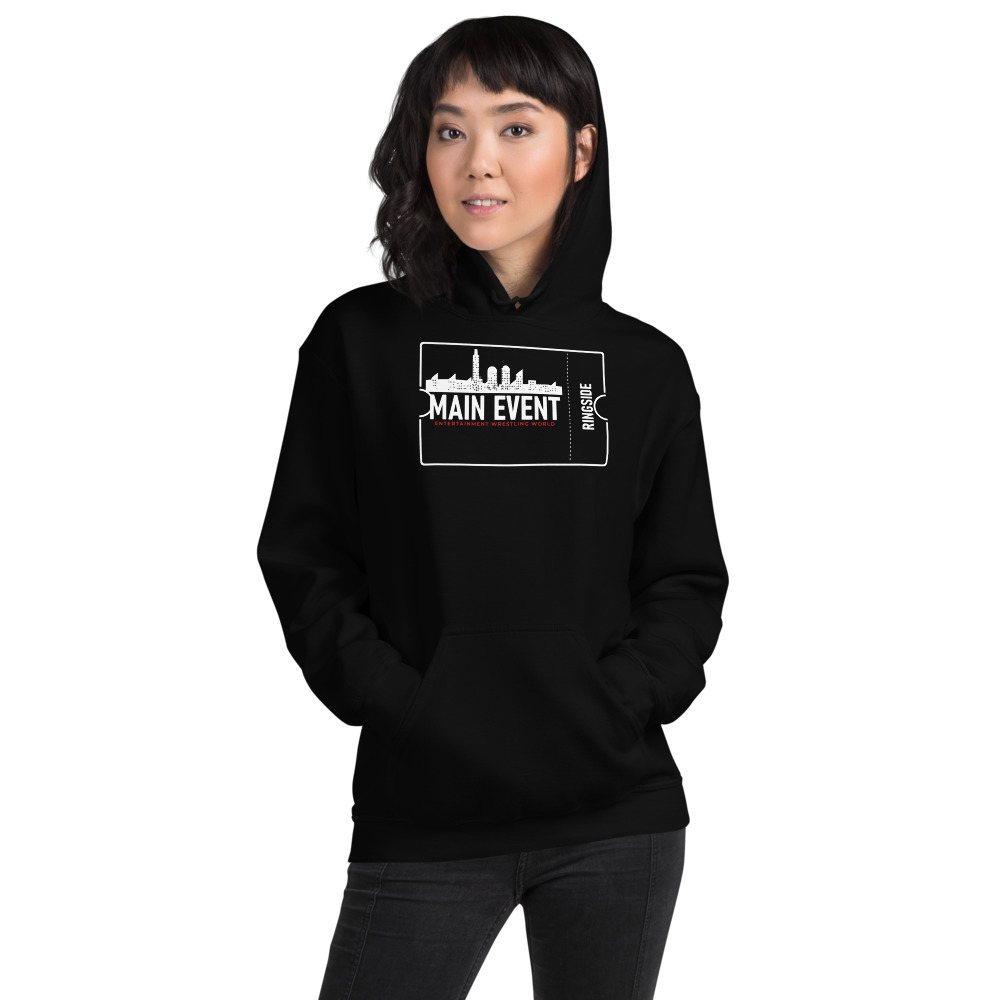 Entertainment Wrestling World Main Event Ticket Hoodie Front