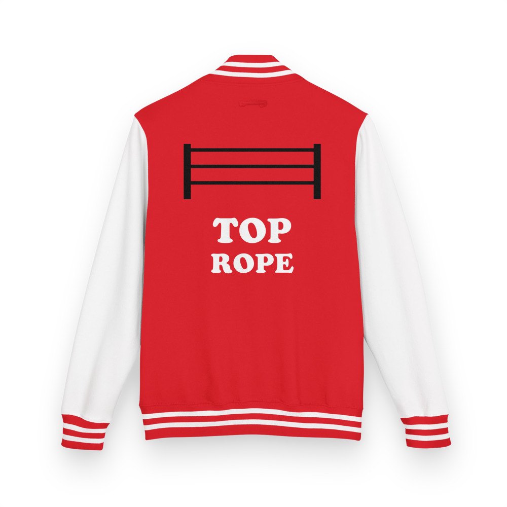 Entertainment Wrestling World Top Rope Varsity Jacket in Fire Red/Arctic White