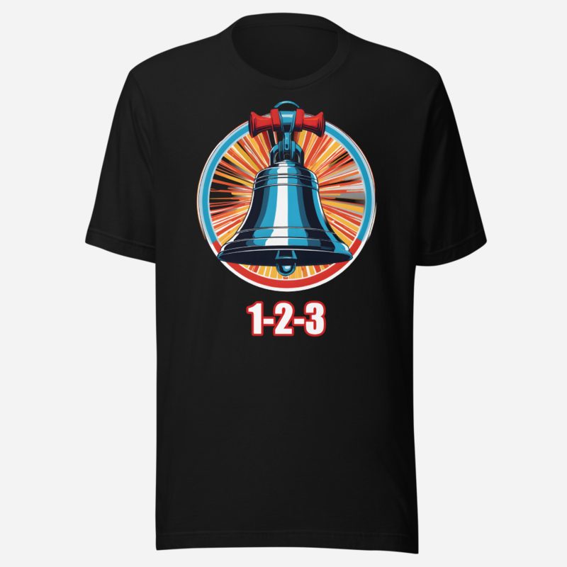 Entertainment Wrestling World 1 2 3 Bell Tee in Black