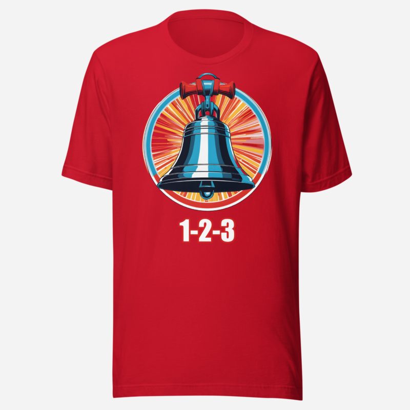 Entertainment Wrestling World 1 2 3 Bell Tee Red